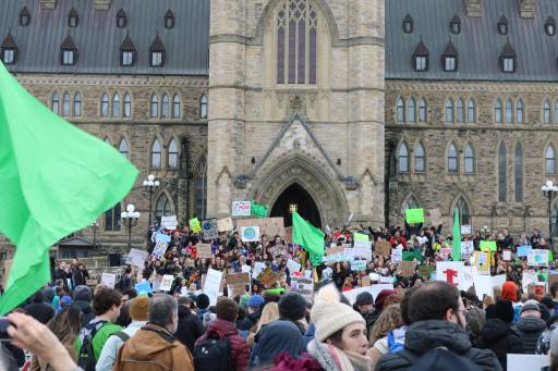 Hundreds of protesters gathered on Parliament Hill for the Climate Strike march on March 15, 2019.